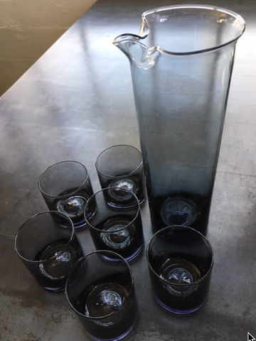 vintage smoke blue amethyst cocktail drink set