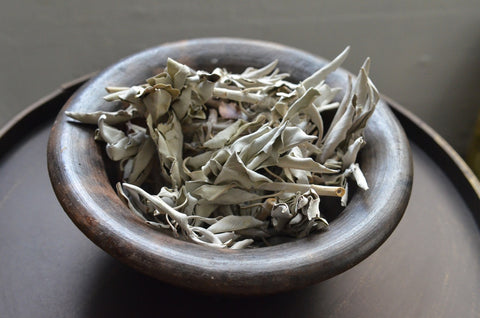 white ceremonial burning sage