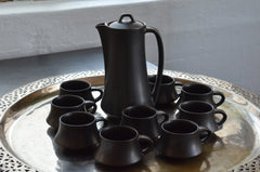 vintage mid-century ebony tea set