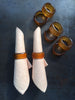 vintage mid-century solid teak napkin rings - set of 6